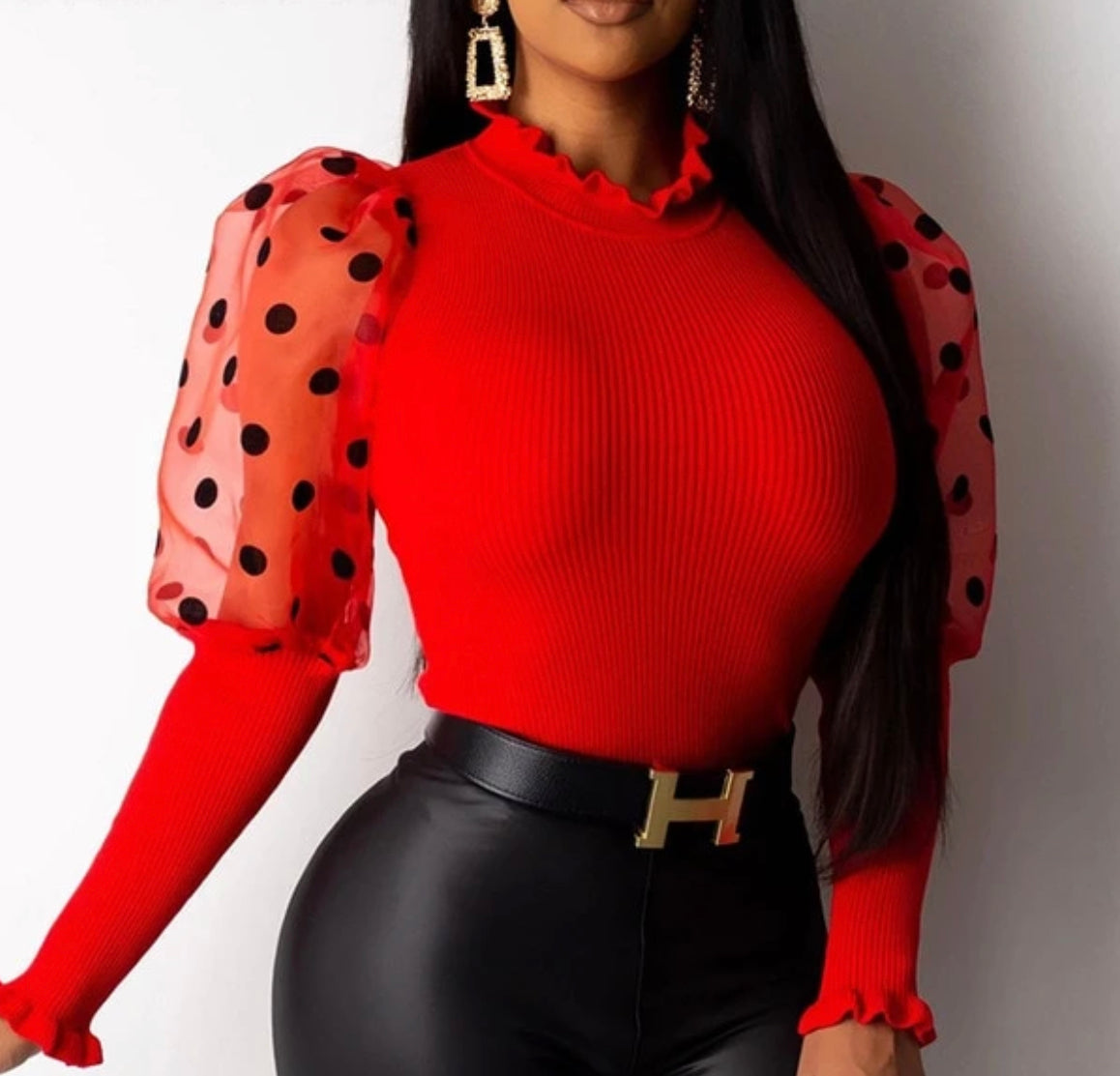 Puff Sleeve Polka Dot Blouse