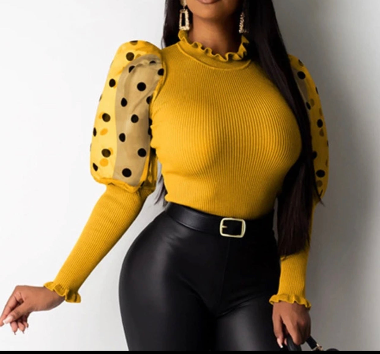 Puff Sleeve Polka Dot Blouse