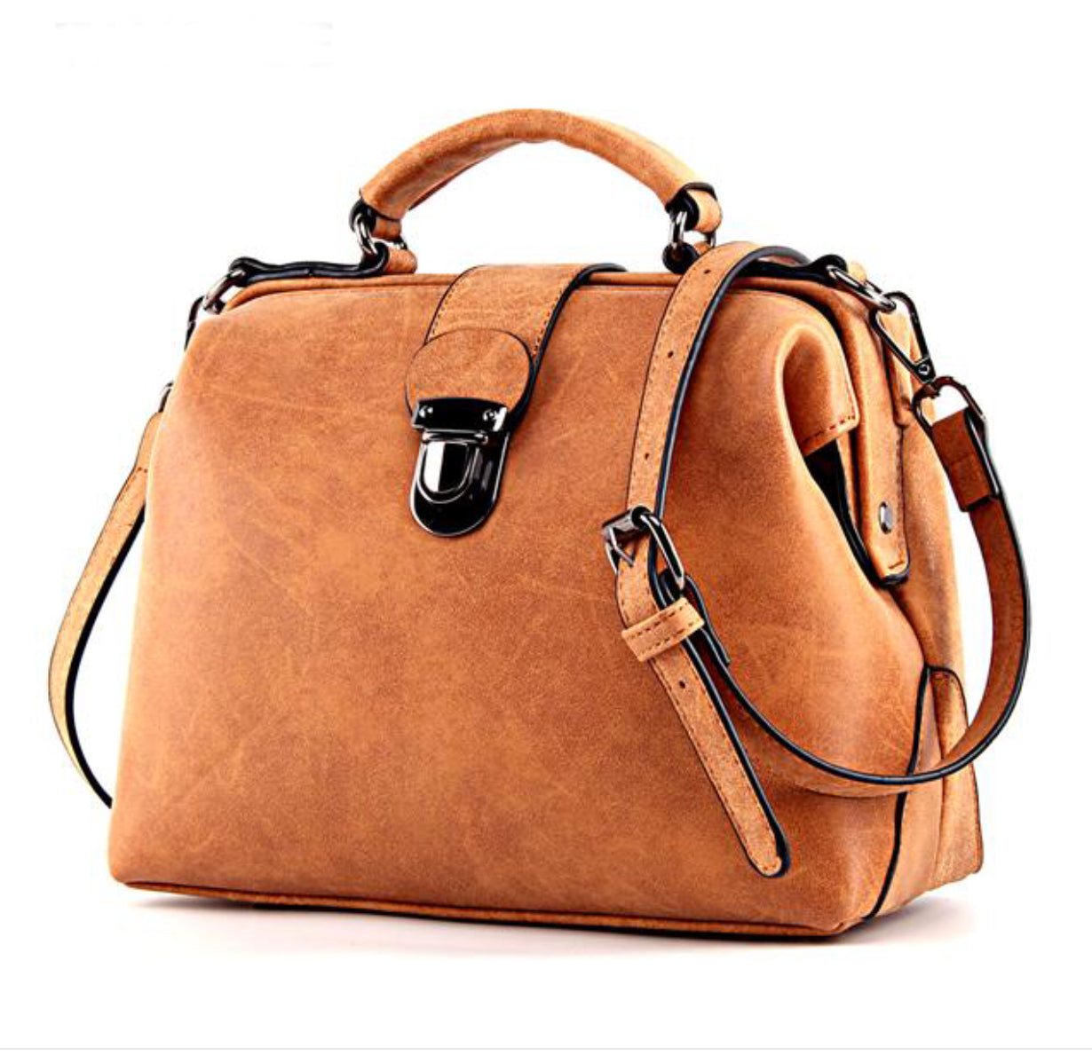 Matte PU Leather Messenger Large Crossbody Handbag