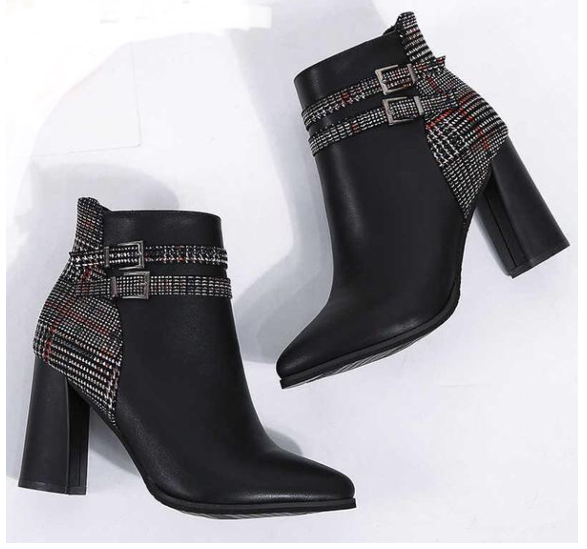 LEATHER TWEED ANKLE BOOTS SHOES