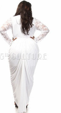 Plus Size Lace Sleeve Maxi Dress