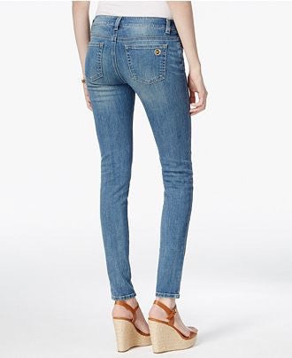 MICHAEL KORS DIstressed straight- leg medium wash Jeans