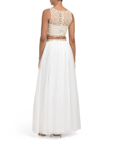 Sequin Hearts Lace Two-Piece Dress
