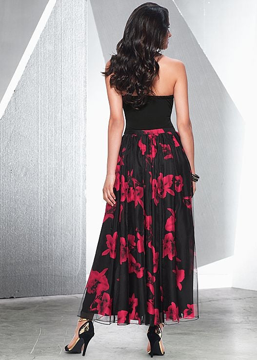 (A) Floral Maxi Skirt