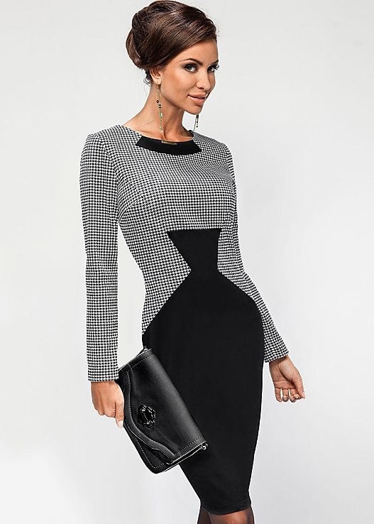 (A) Printed Contrast Dress