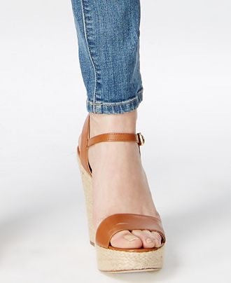 MICHAEL KORS DIstressed straight- leg medium wash Jeans