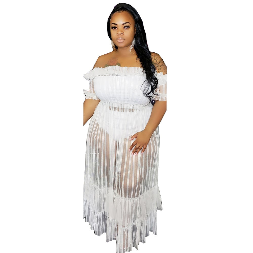 Plus Size Ruffle Off Shoulder Maxi Dress