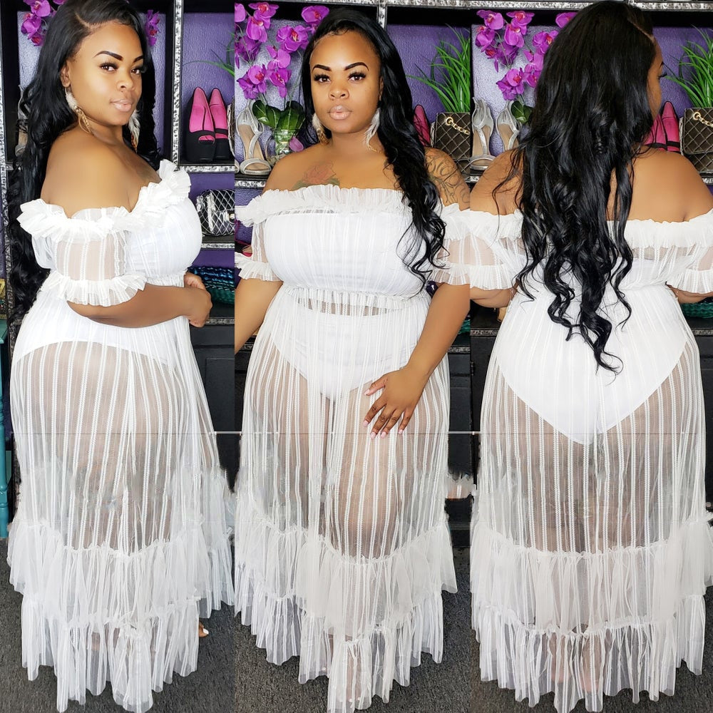 Plus Size Ruffle Off Shoulder Maxi Dress