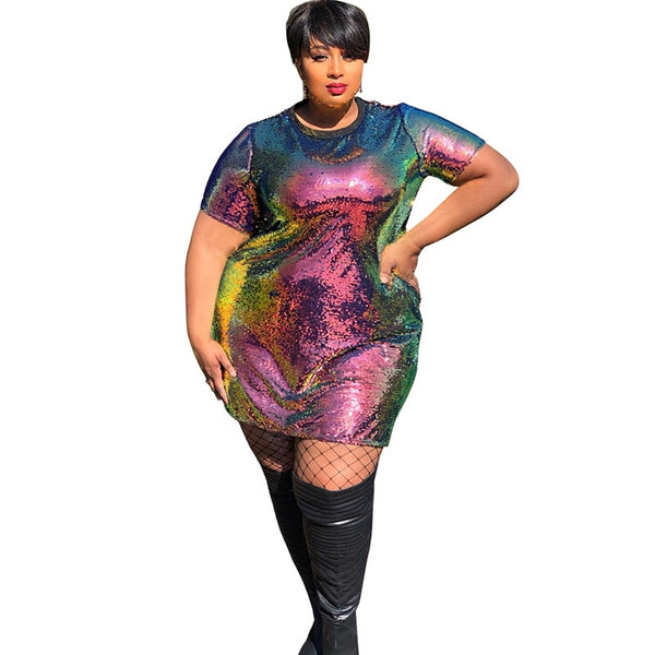 plus size sequin t shirt dress Plus Size Sequin T-Shirt Dress – SNAG-SHOP