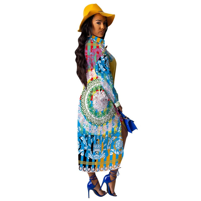 Plus Size Button Up Loose Fit Shirt Dress