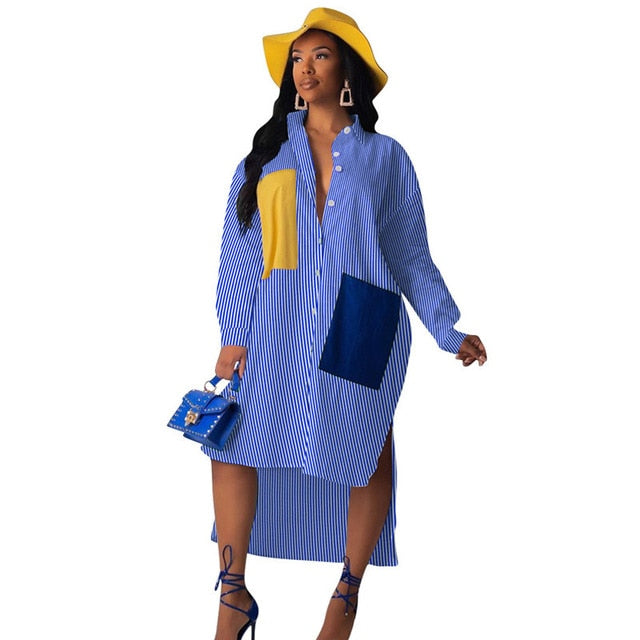 Plus Size Button Up Loose Fit Shirt Dress