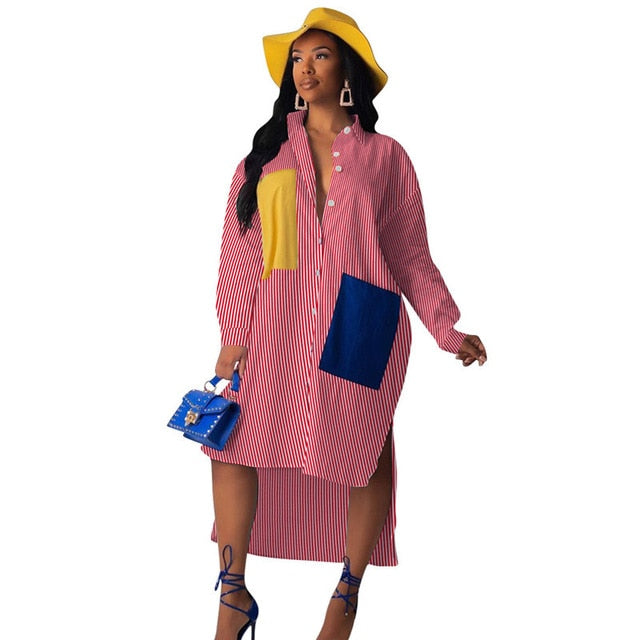 Plus Size Button Up Loose Fit Shirt Dress