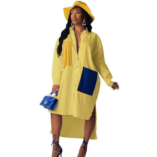 Plus Size Button Up Loose Fit Shirt Dress