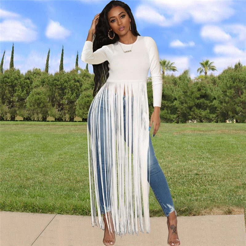 Long Tassel Round-Neck T-Shirt