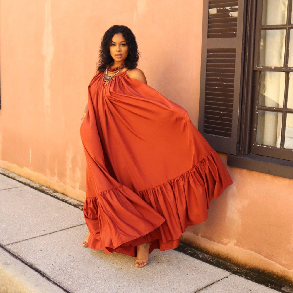 Plus Size Spaghetti Strap Boho Maxi Dress