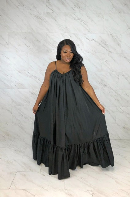 Plus Size Spaghetti Strap Boho Maxi Dress