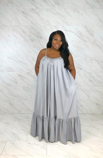 Plus Size Spaghetti Strap Boho Maxi Dress
