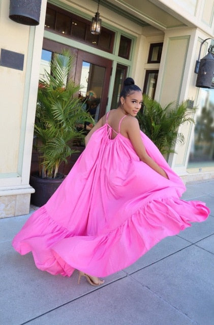 Plus Size Spaghetti Strap Boho Maxi Dress