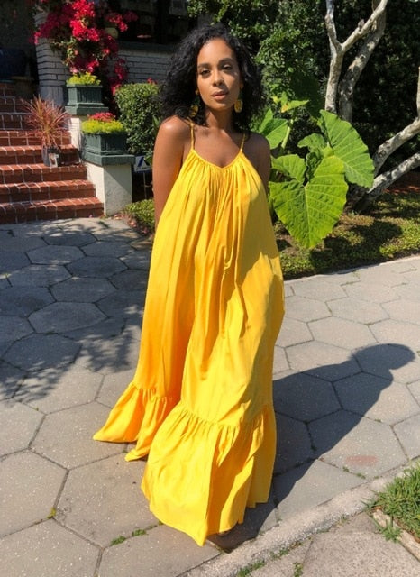 Plus Size Spaghetti Strap Boho Maxi Dress