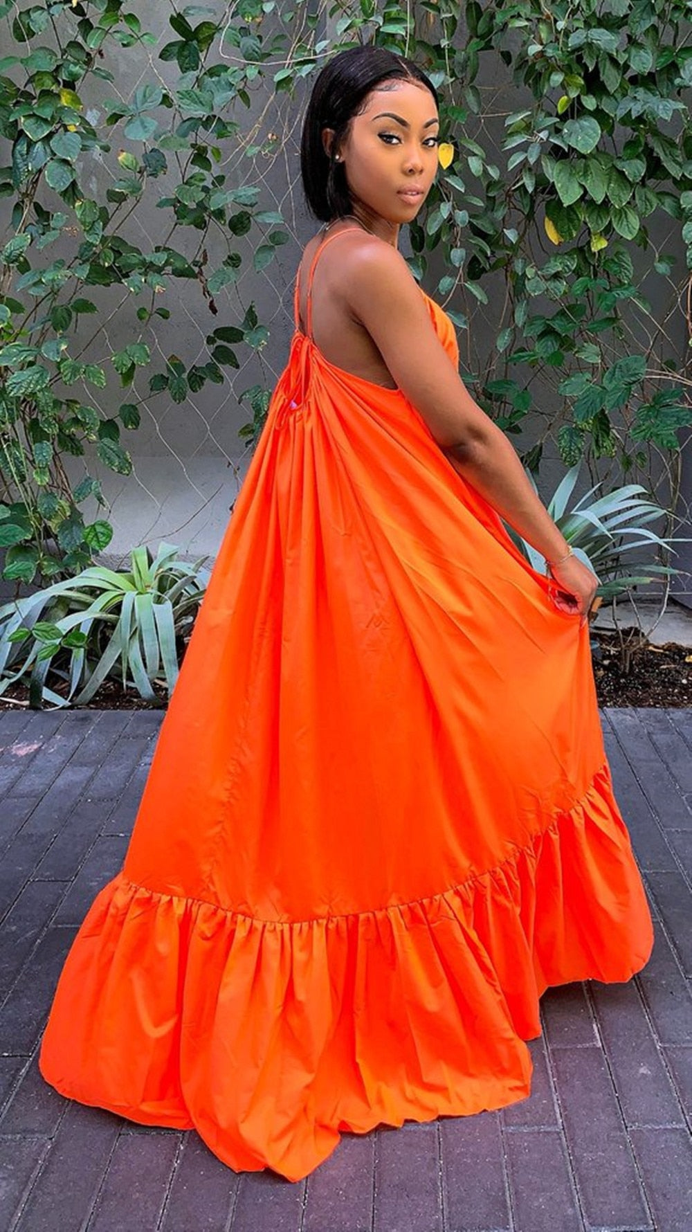 Plus Size Spaghetti Strap Boho Maxi Dress