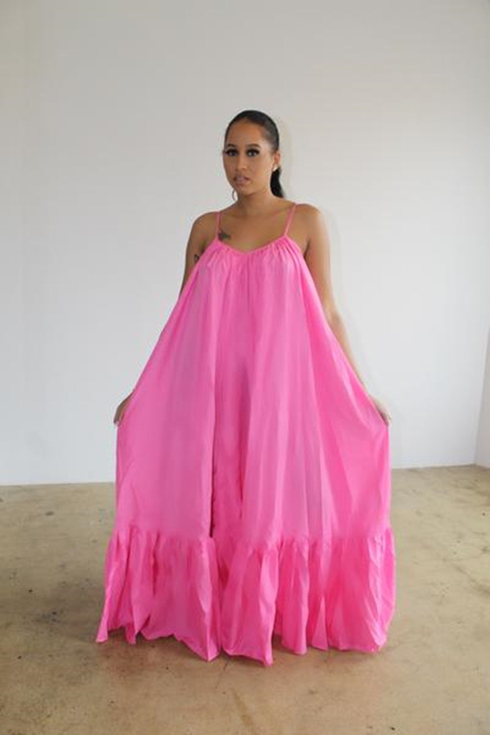 Plus Size Spaghetti Strap Boho Maxi Dress