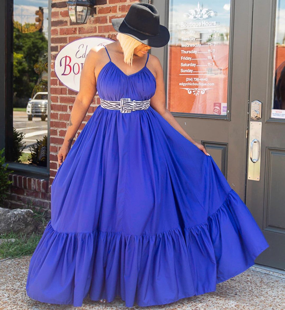 Plus Size Spaghetti Strap Boho Maxi Dress