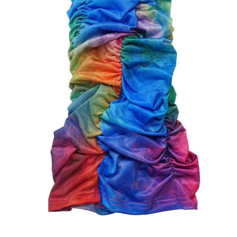 Rushed Leg Tie Dye Sleeveless Jumpsuit