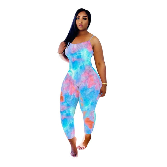 Plus Size Tie Dye Spaghetti Strap Jumper