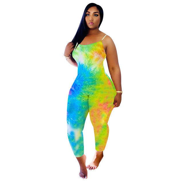 Plus Size Tie Dye Spaghetti Strap Jumper
