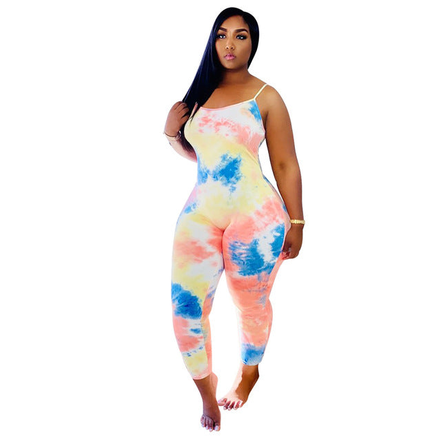 Plus Size Tie Dye Spaghetti Strap Jumper