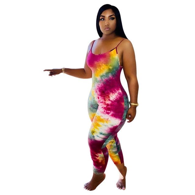 Plus Size Tie Dye Spaghetti Strap Jumper