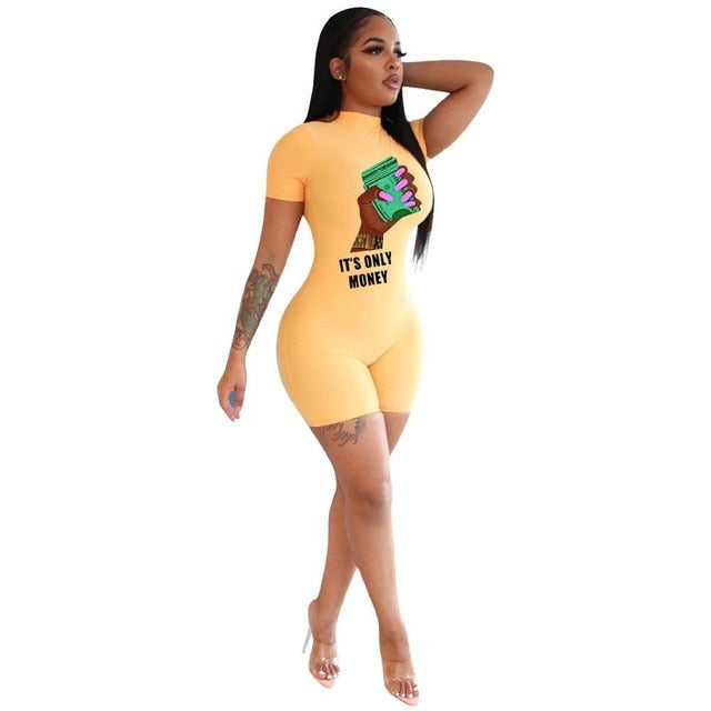 Mock Neck Short Sleeve Romper