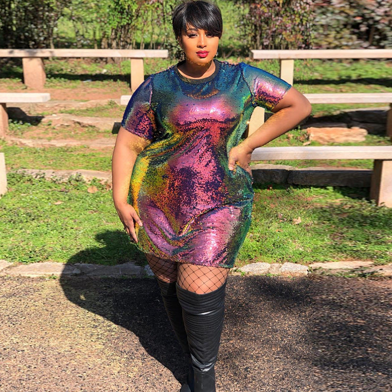 Plus Size Sequin T-Shirt Dress
