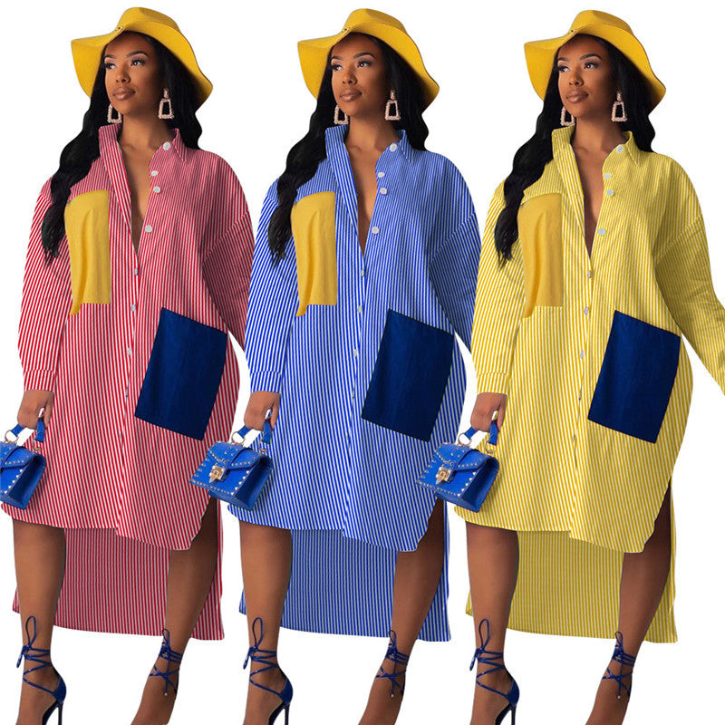 Plus Size Button Up Loose Fit Shirt Dress
