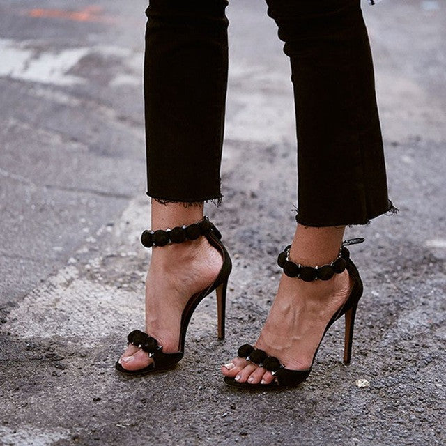 Detail Design Peep Toe Stilettos Sandals