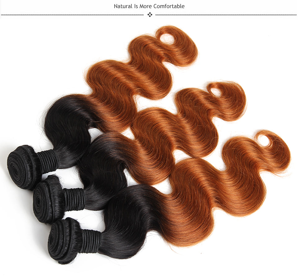 Body Wave Ombre Brazilian Human Hair Weave Extensions