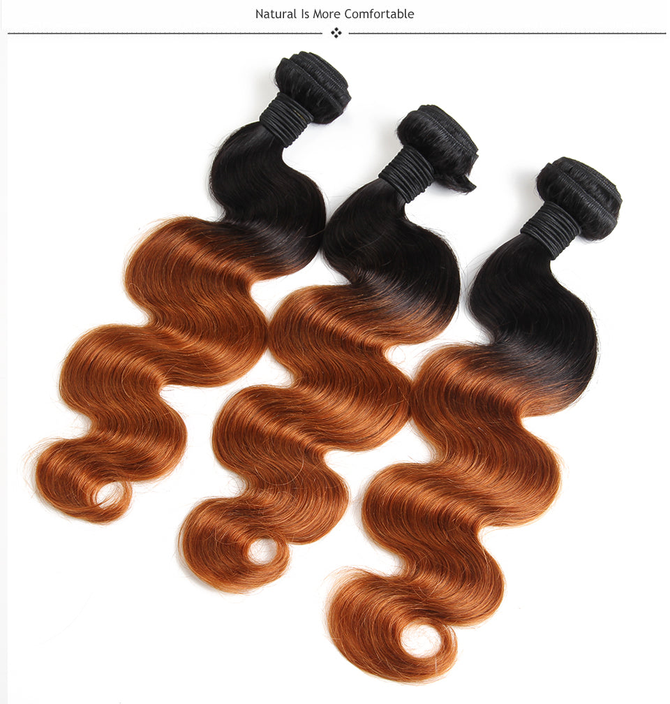 Body Wave Ombre Brazilian Human Hair Weave Extensions