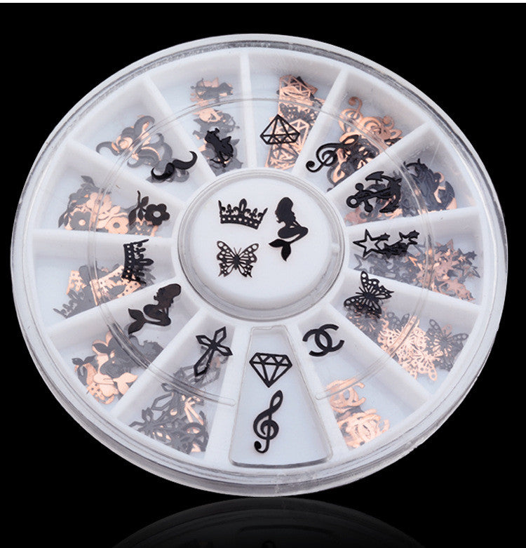 Nail Art 3D Metallic Decorations 12 Shapes Kit