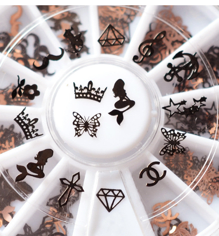 Nail Art 3D Metallic Decorations 12 Shapes Kit