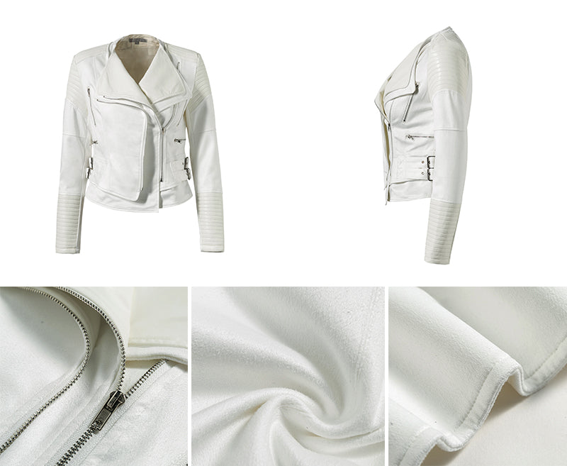 Faux Leather Exposed Zipper Biker Jacket