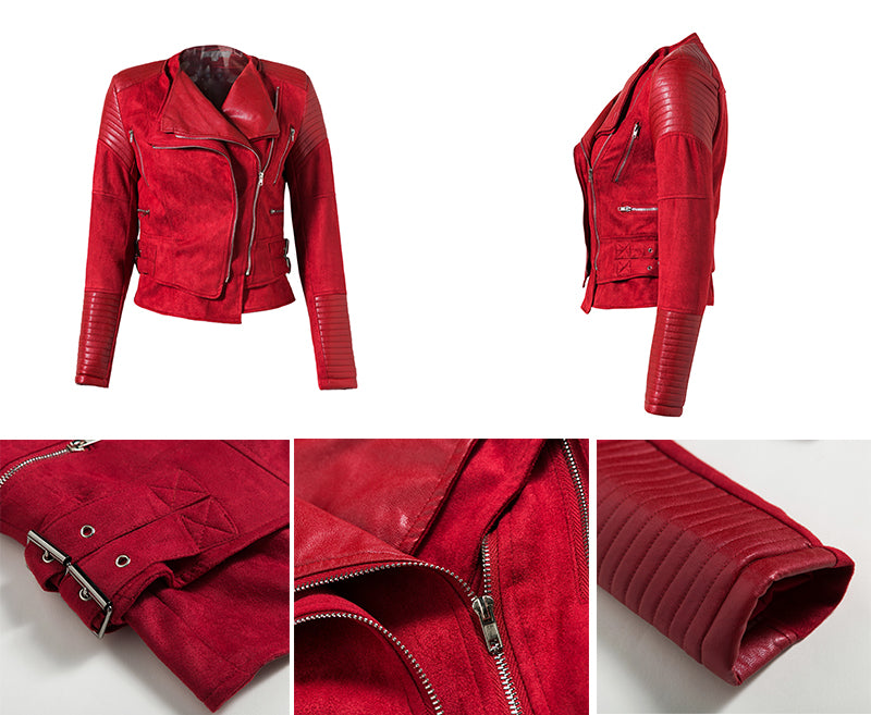 Faux Leather Exposed Zipper Biker Jacket