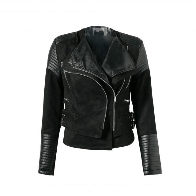 Faux Leather Exposed Zipper Biker Jacket