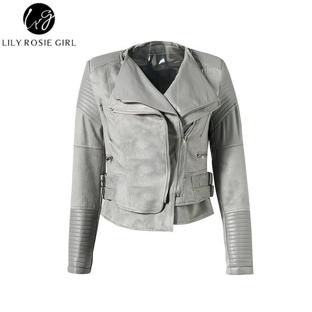 Faux Leather Exposed Zipper Biker Jacket