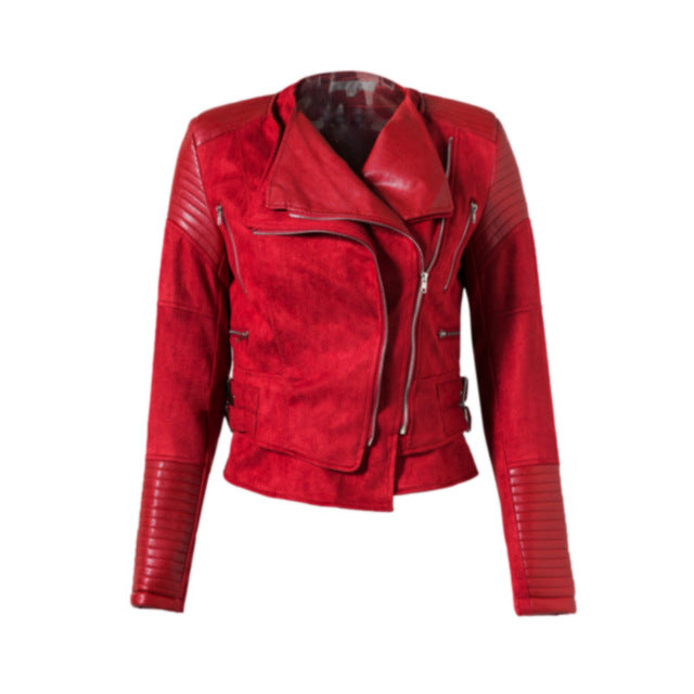 Faux Leather Exposed Zipper Biker Jacket