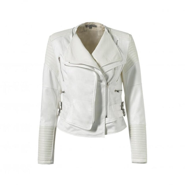 Faux Leather Exposed Zipper Biker Jacket