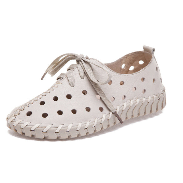 Genuine Leather Eyelet Loafers Shoes