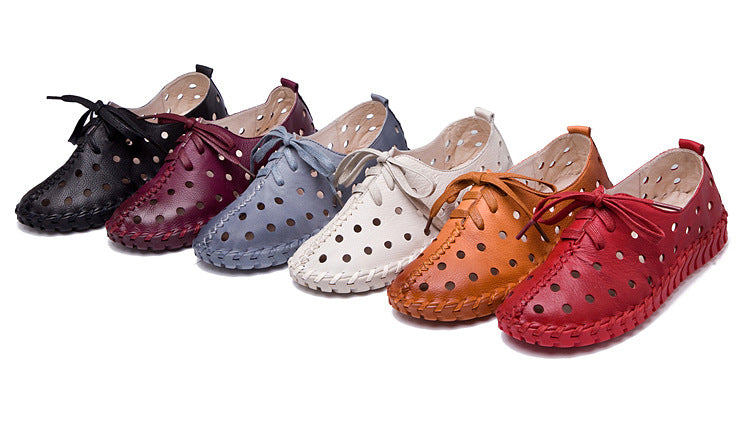 Genuine Leather Eyelet Loafers Shoes