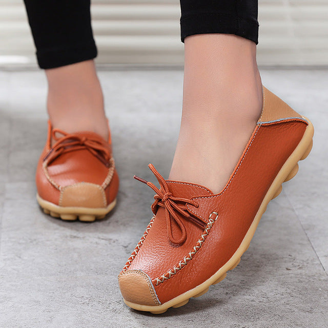 Color Block Loafer Leather Shoes