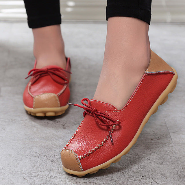 Color Block Loafer Leather Shoes