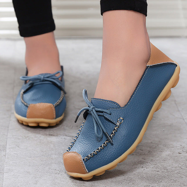 Color Block Loafer Leather Shoes